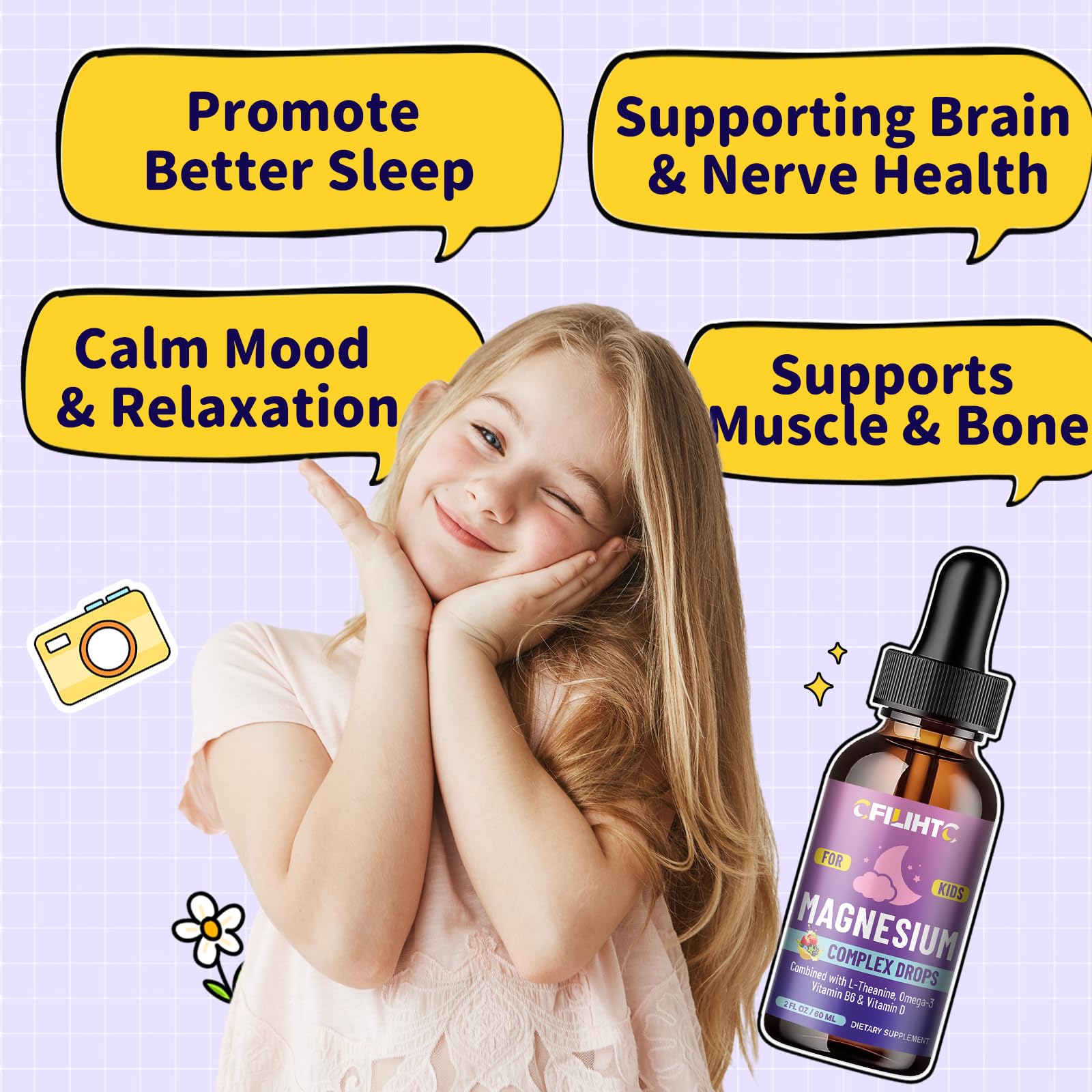 CFILIHTC Kids Magnesium Liquid under-tongue drops for quick support