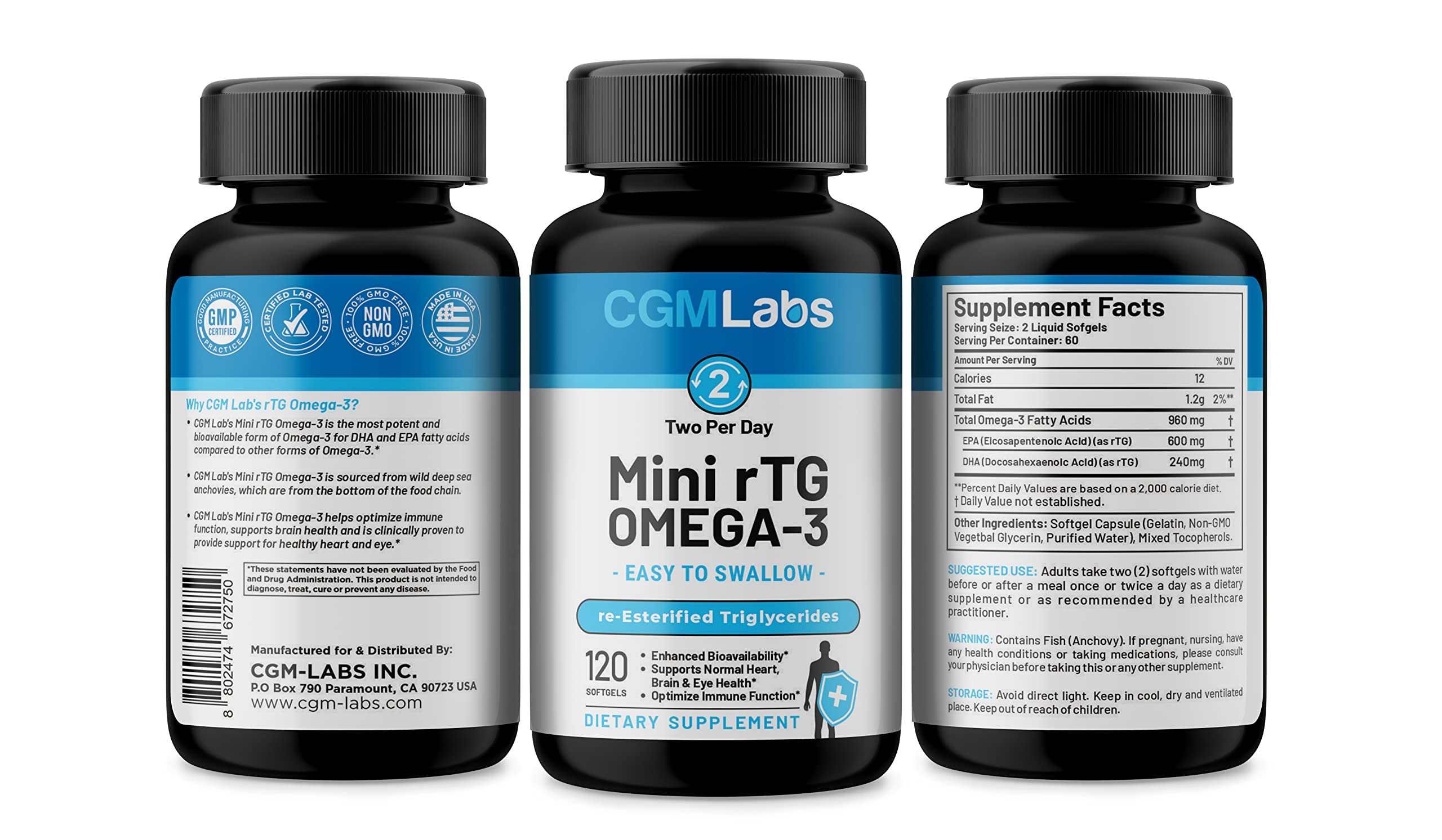 CGMLABS bottle with glass of water ready for swallowing.