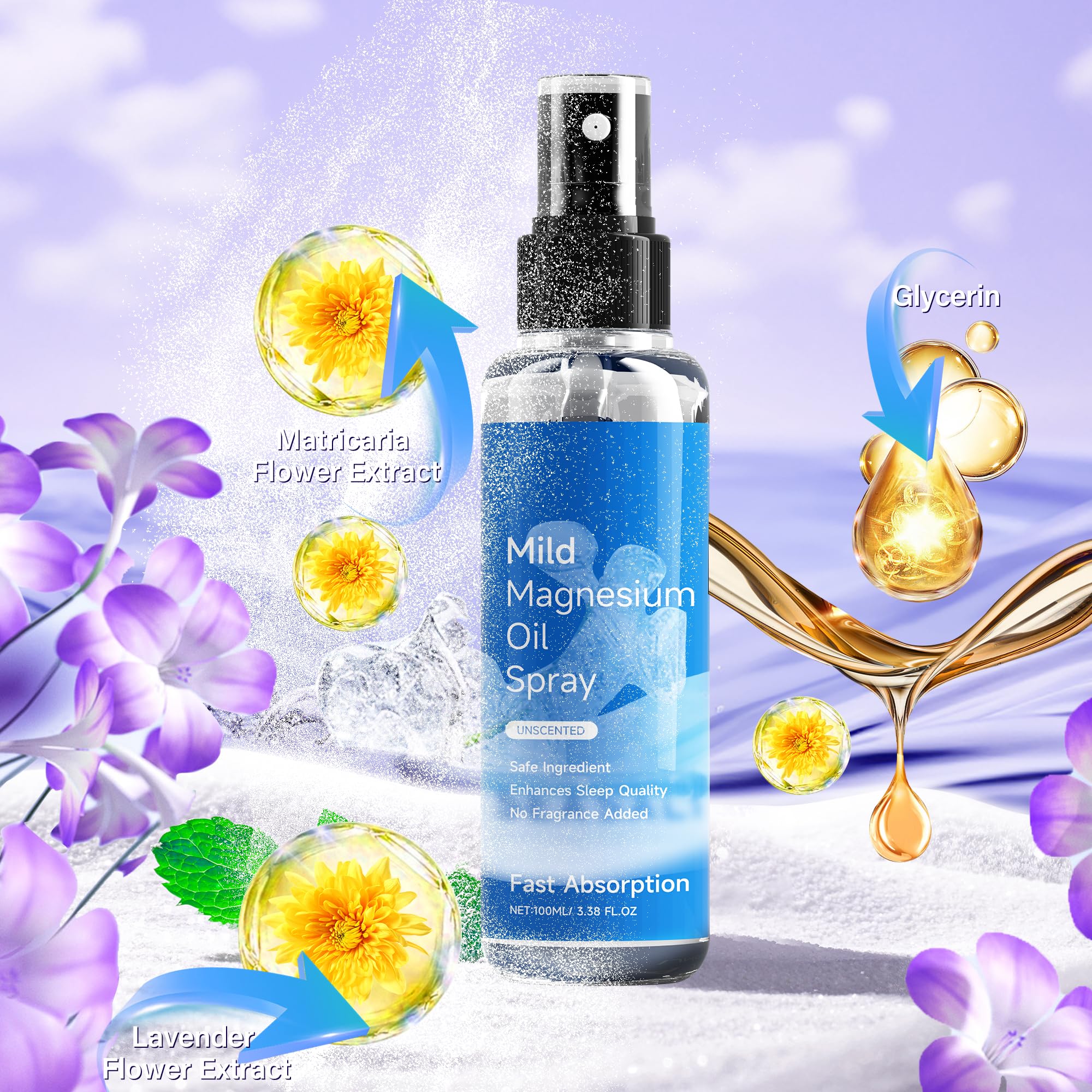 Chamex Magnesium Oil Spray near feet shows convenient, portable use.