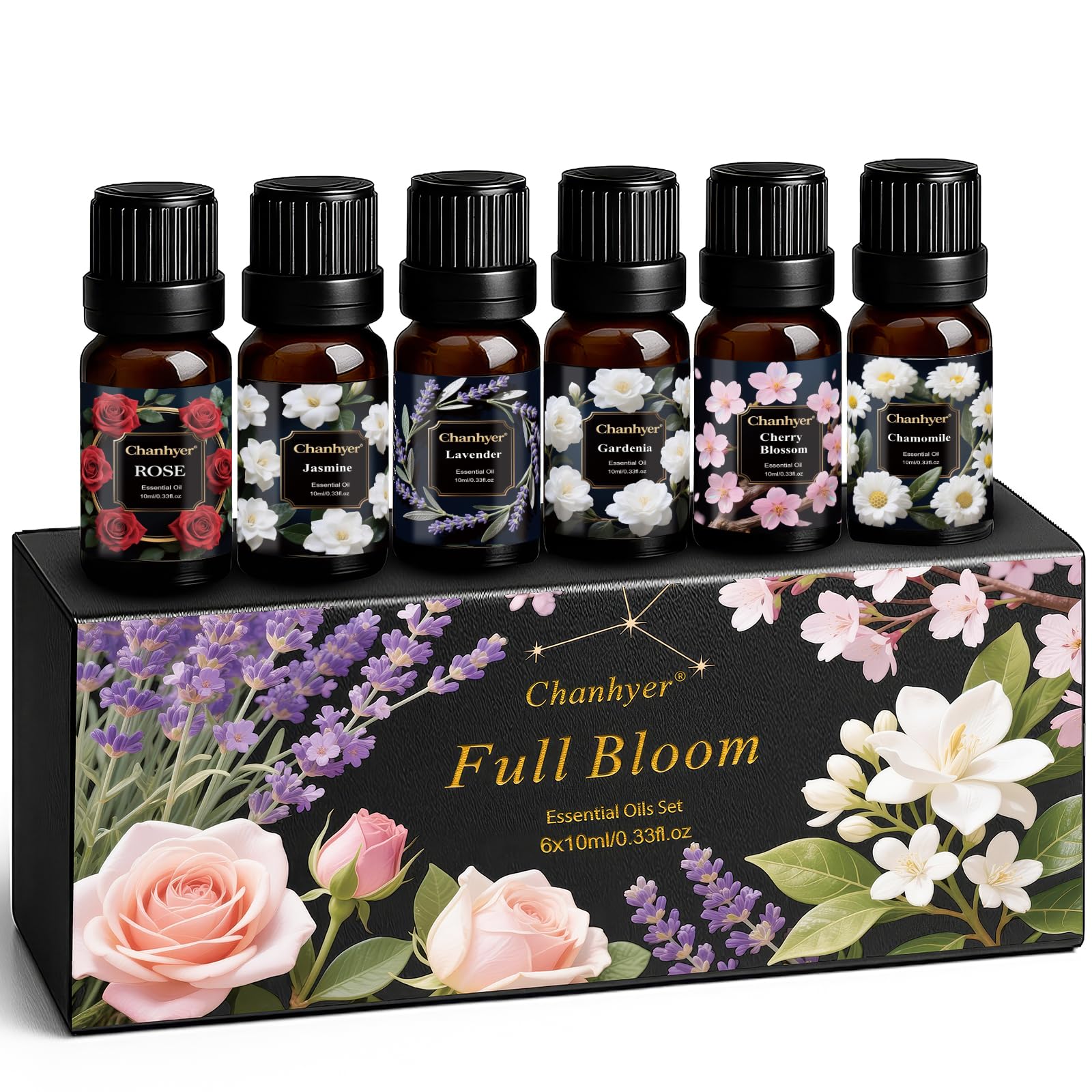 Chanhyer Gardenia essential oil bottle ideal for diffusers and calming ambiance.