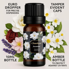 Chanhyer Jasmine essential oil bottle enhances mood in diffusers.
