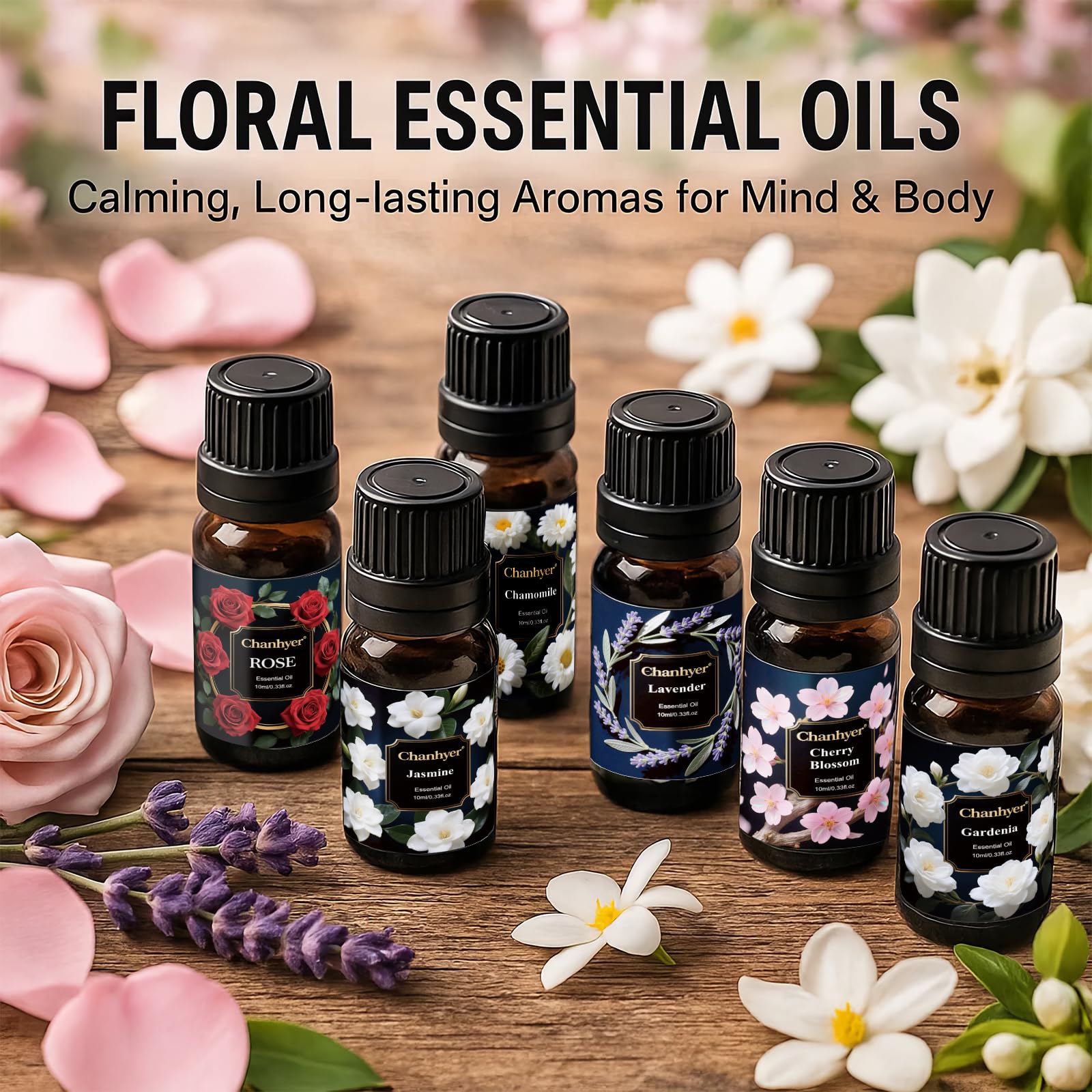Chanhyer Lavender essential oil bottle supports restful, serene environments.