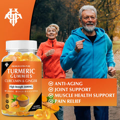 CHANUBITO turmeric gummies orange-flavored close-up highlighting daily ease.