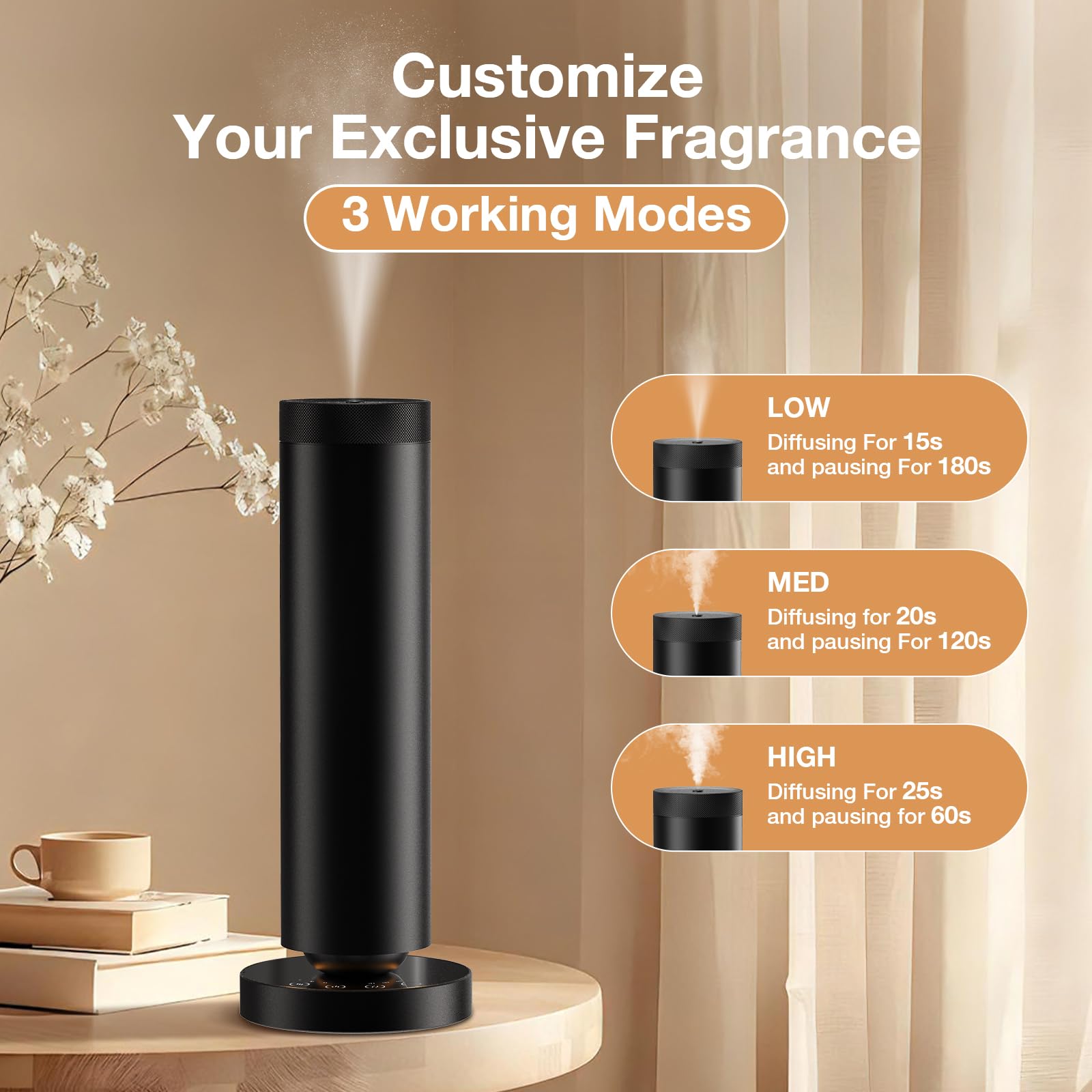 CHANUBITO waterless diffuser with adjustable mist intensity for personalized scent