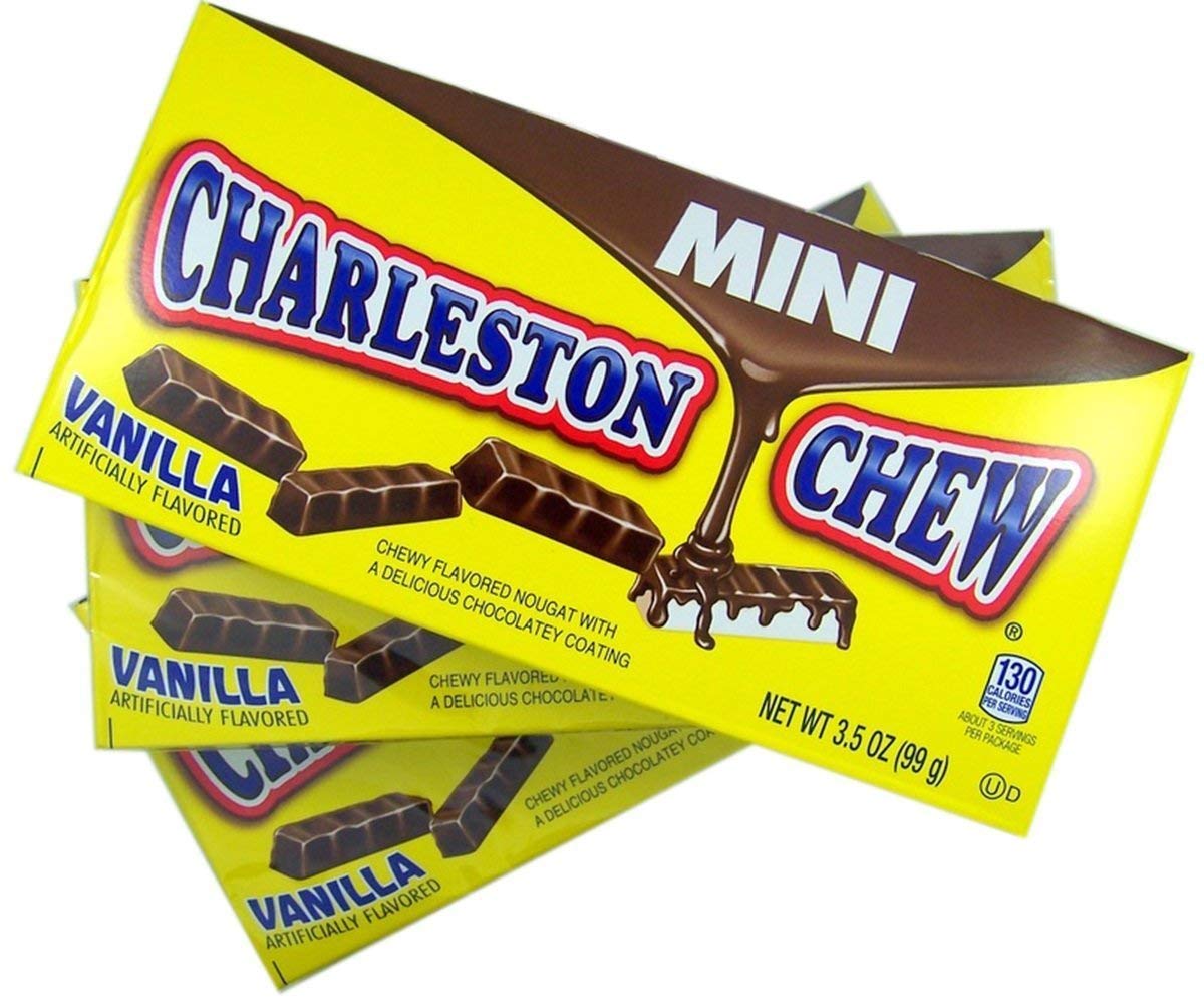 Charleston Chew 4oz box 12ct front view, convenient packaging for on-the-go snacking.