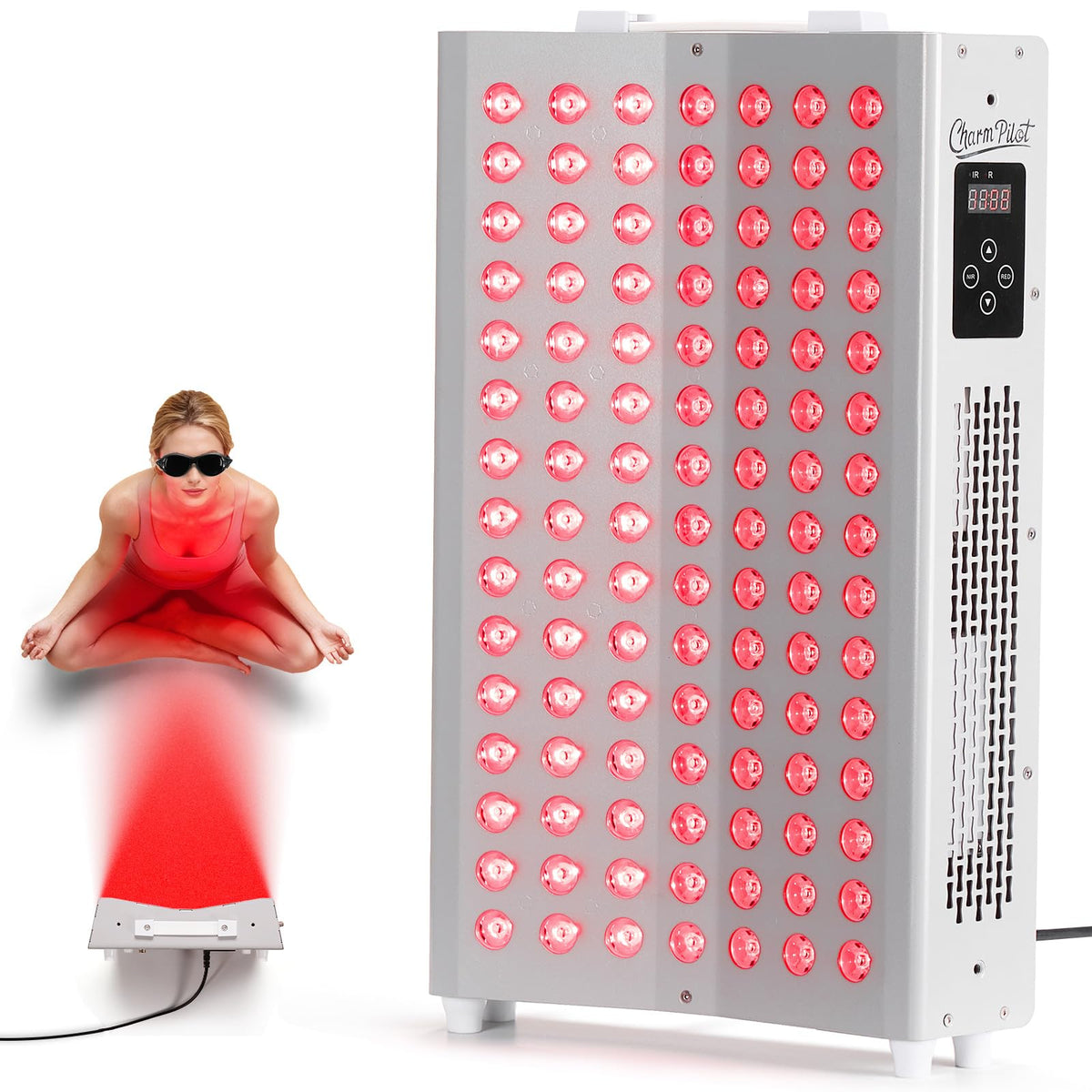 Charmpilot curved panel front view showing 105 LEDs for targeted therapy sessions