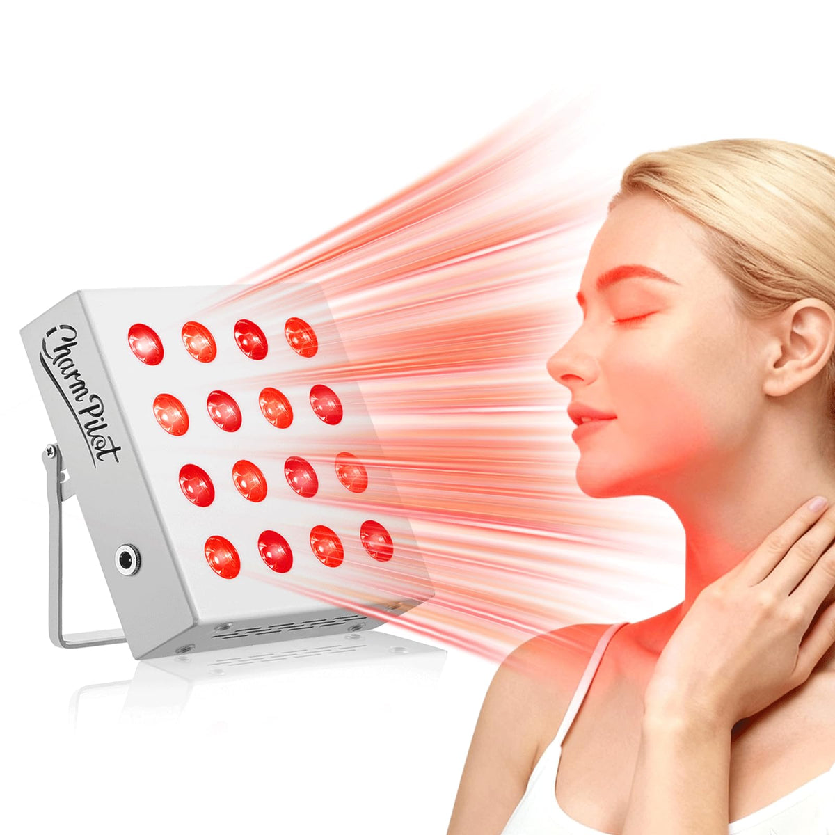 Charmpilot red light panel body front view shows even coverage for full-body sessions.
