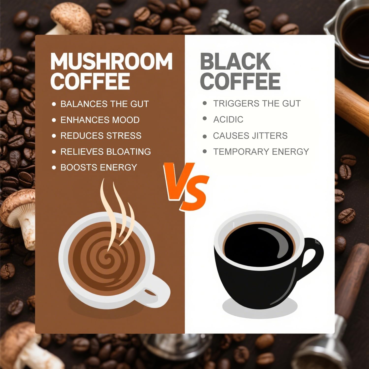 CHATTER PAWS Instant Mushroom Coffee is vegan and easy to prepare