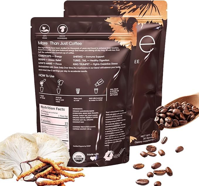 CHATTER PAWS Mushroom Coffee with Lion's Mane enhances focus and clarity in a quick cup