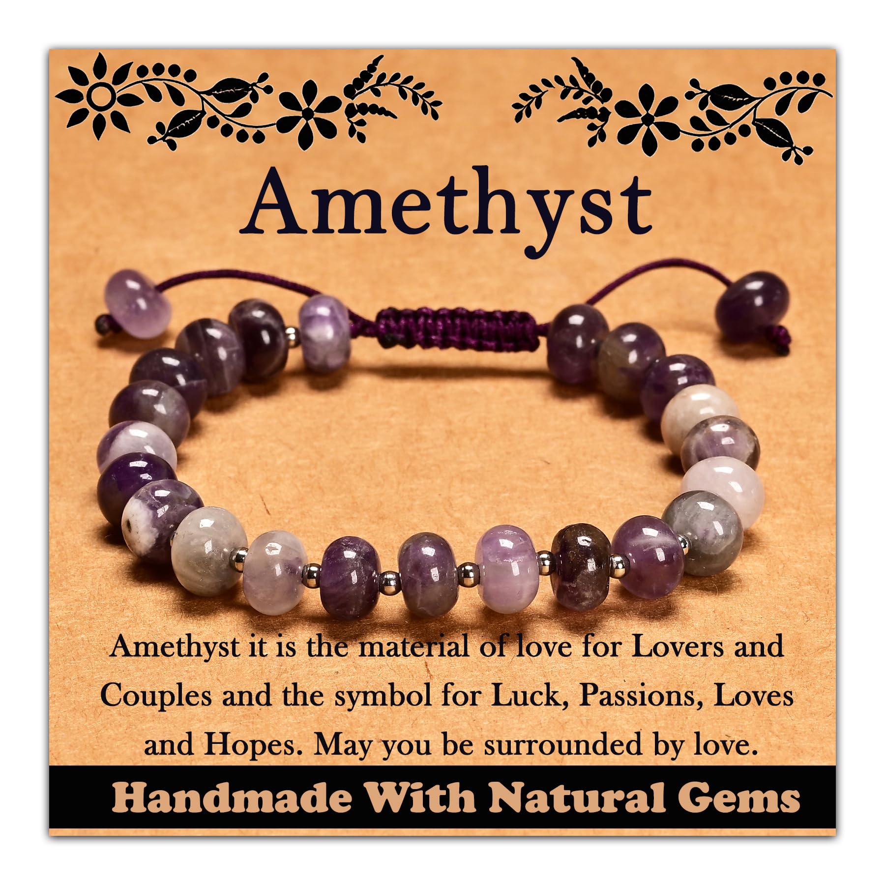 CHCCOYE amethyst bracelet close-up with adjustable fit for daily wear.