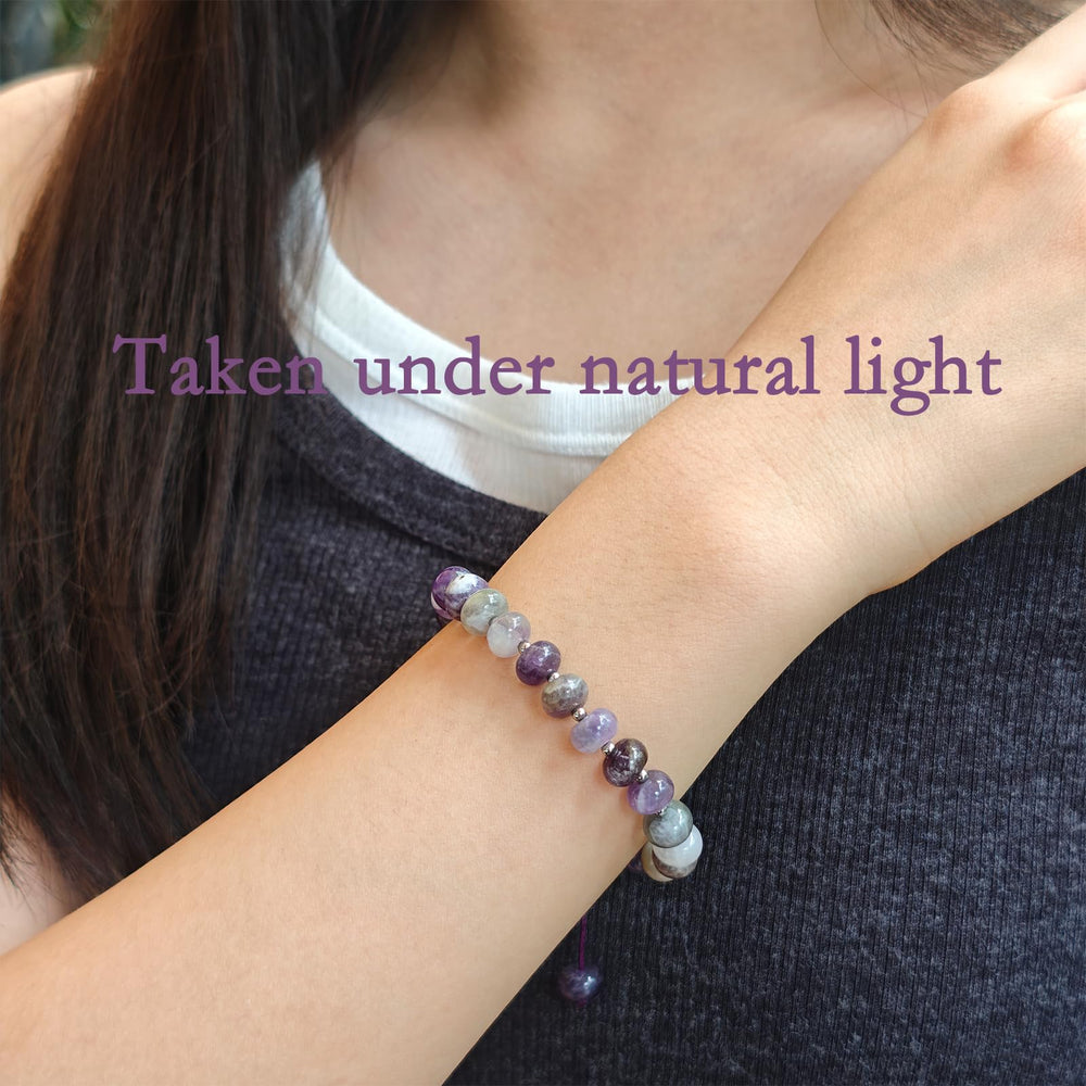 CHCCOYE amethyst bracelet natural stone variation and color patterns.