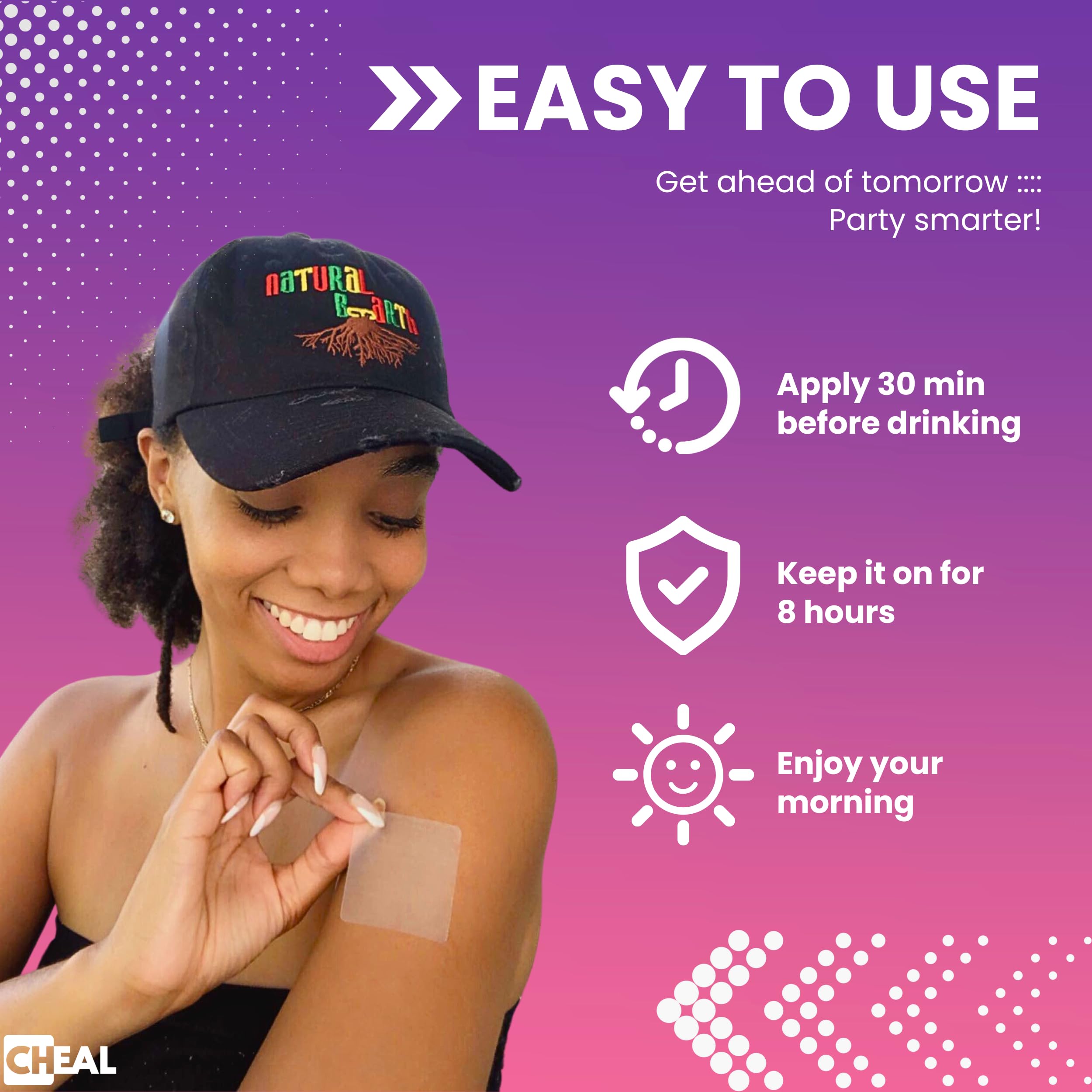 CHEAL Party Recovery Patch packaging is transparent and discreet for on-the-go use