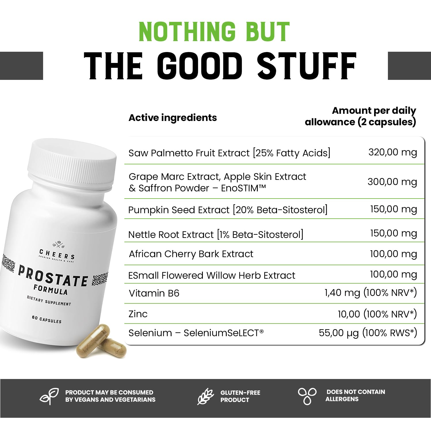 CHEERS Prostate Formula daily-use scene suggests a simple wellness routine