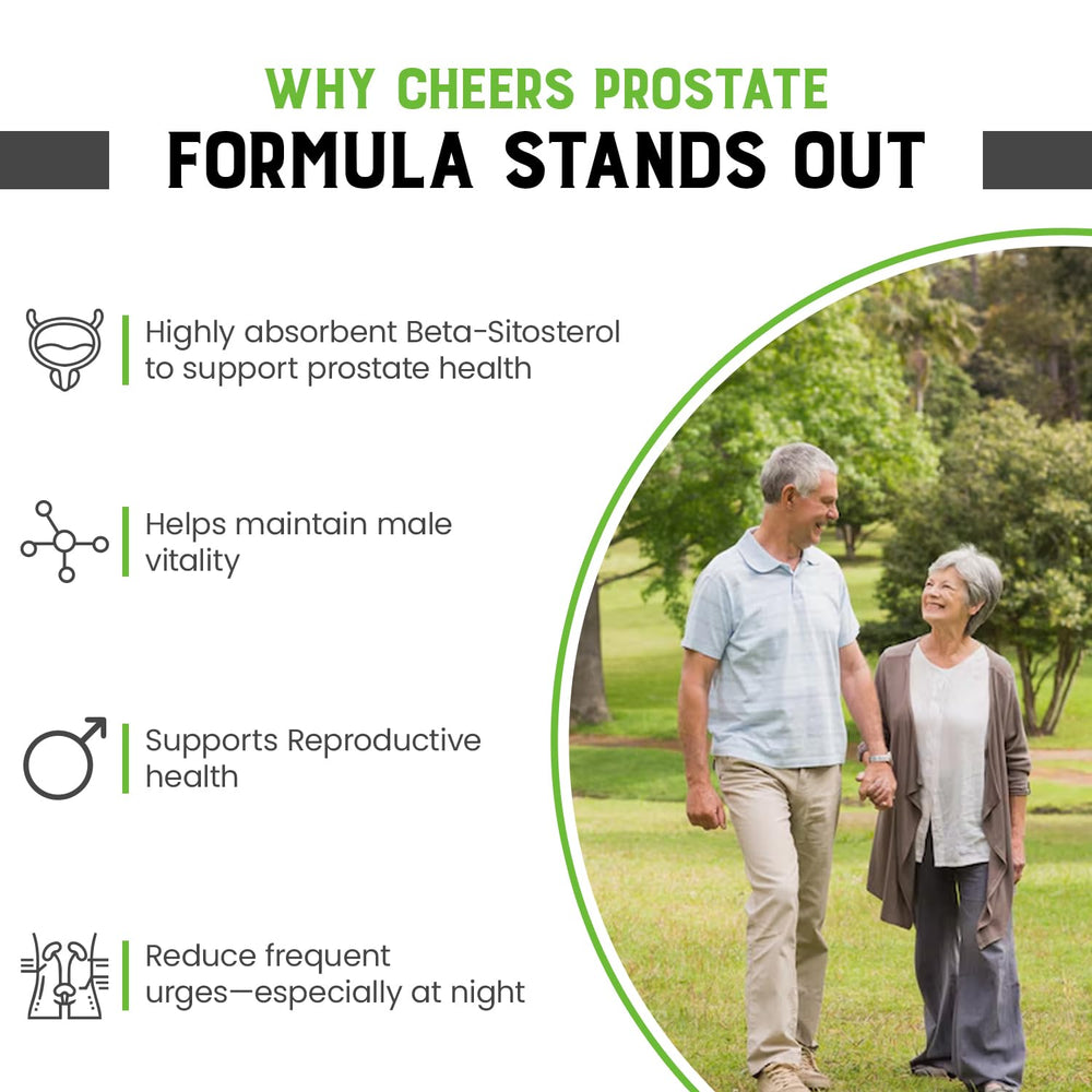 CHEERS Prostate Formula vegan capsules packaging emphasizing non-GMO and purity