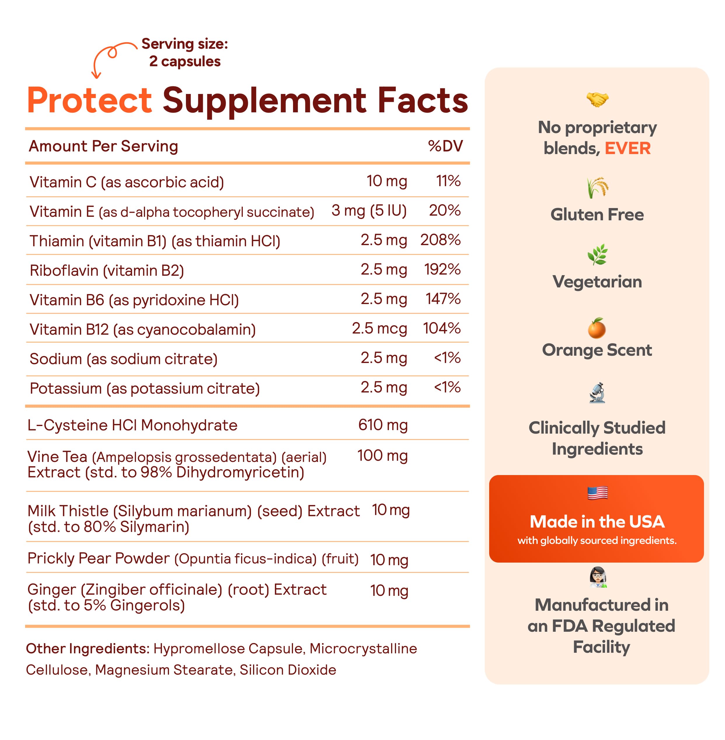 Cheers Protect capsules featuring DHM and milk thistle ingredients.