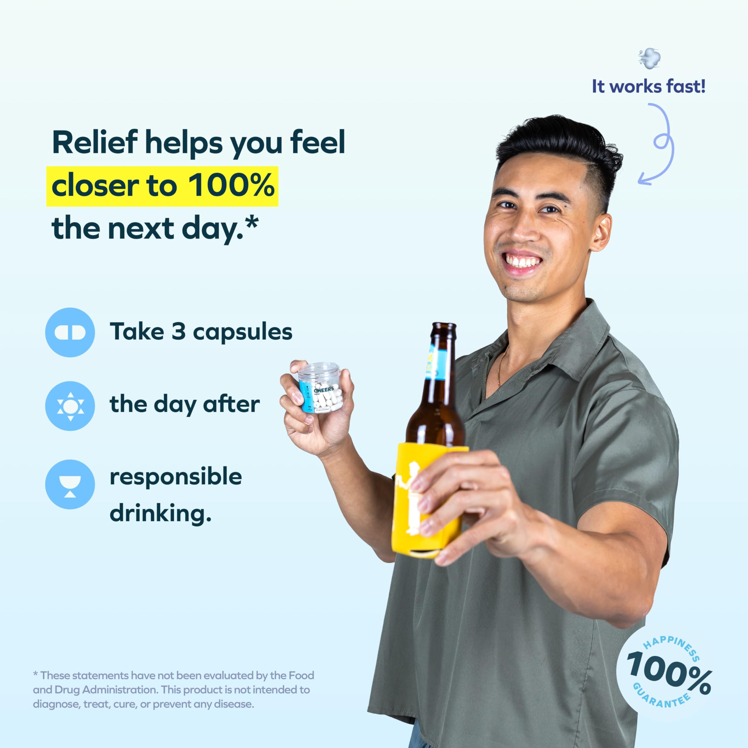 Cheers Relief ginger dose closeup highlights natural ginger for mornings