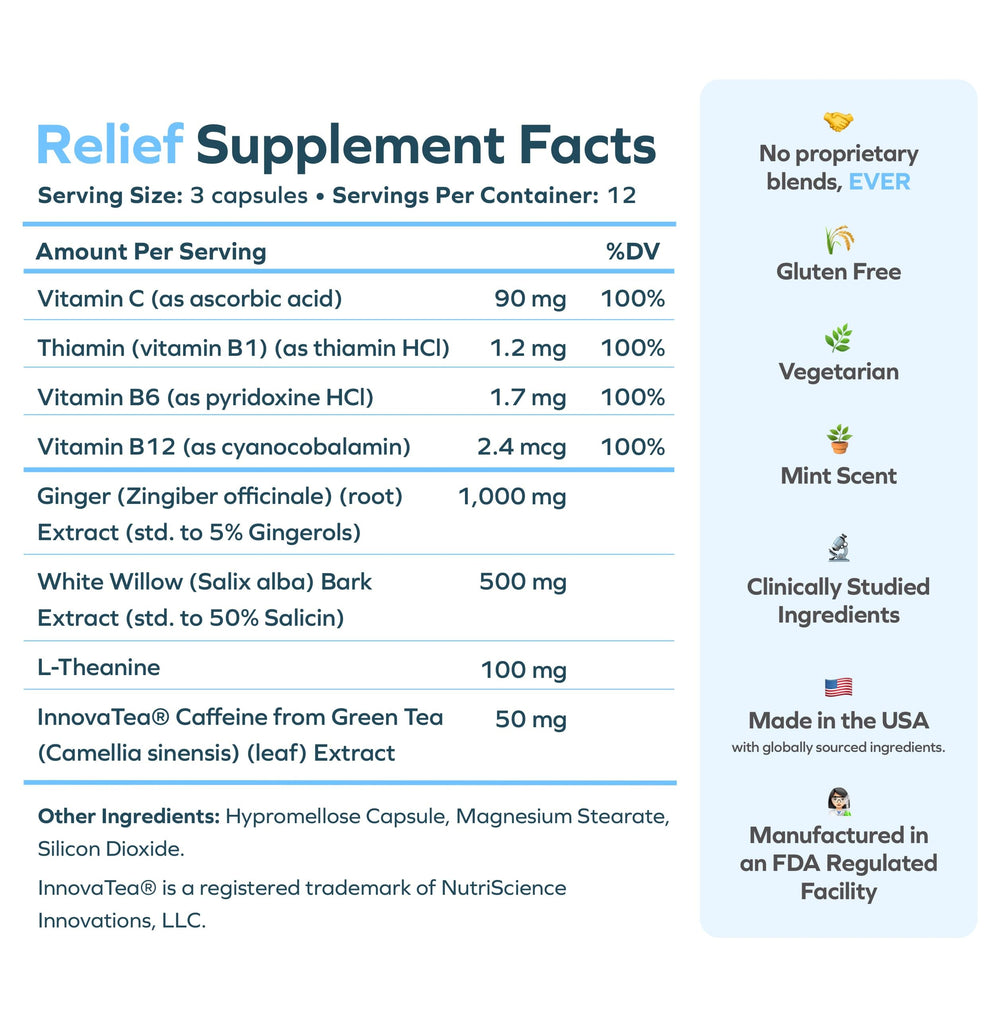 Cheers Relief capsules beside a glass suggesting post-drinking routine