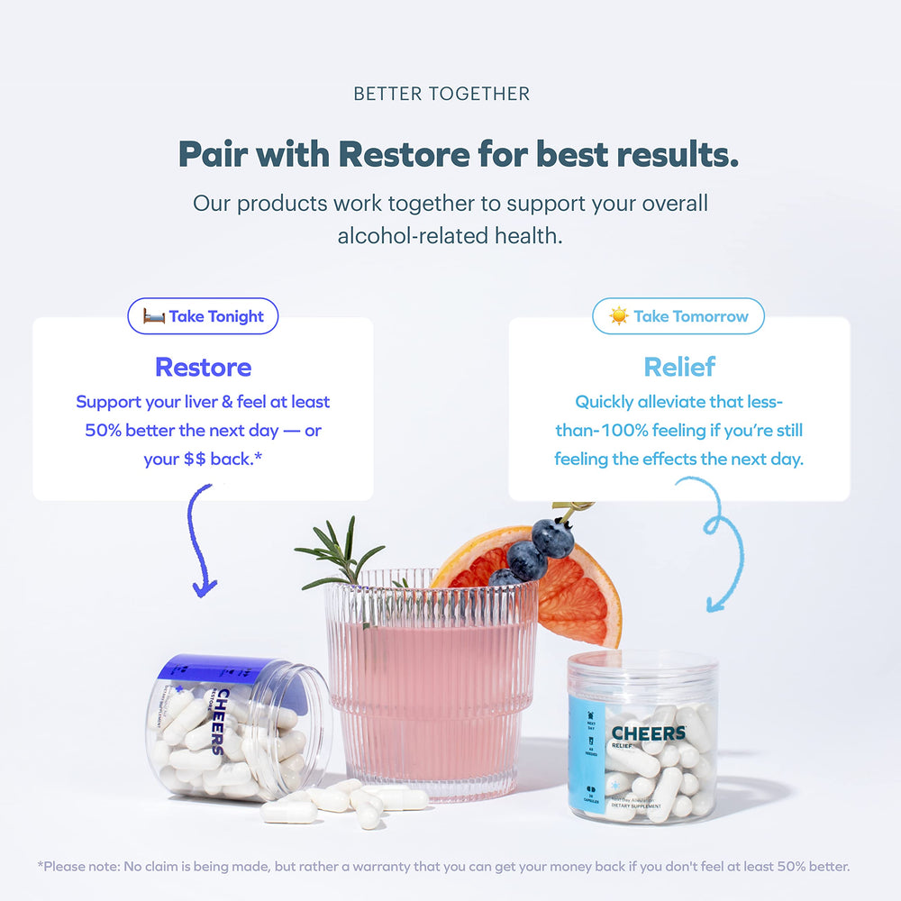 Cheers Relief packaging box conveys the product mission toward smarter healthier celebrations