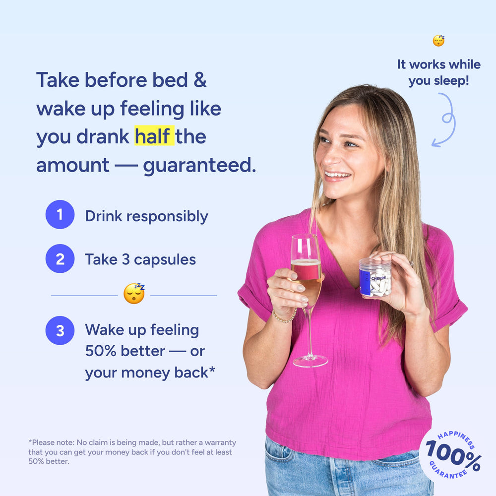 Close-up of Cheers Restore capsules highlighting the DHM content.