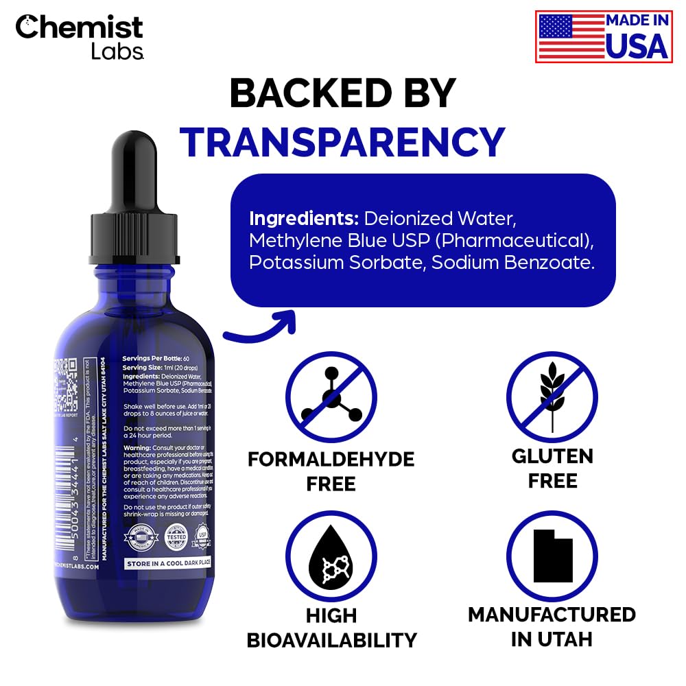Chemist Labs 1% Methylene Blue packaging box with product details