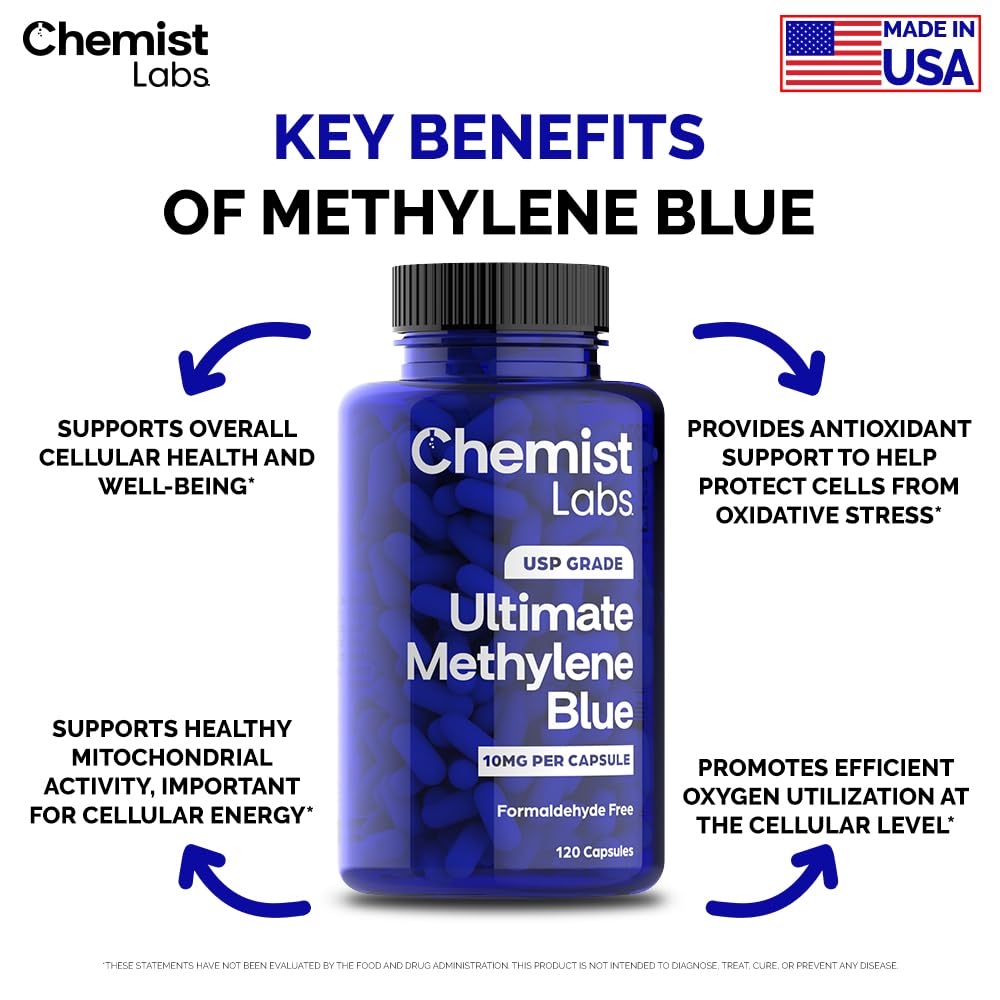 Chemist Labs Methylene Blue Capsules for Humans – USP Grade 99% Purity ...