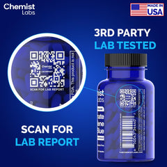 Chemist Labs Methylene Blue capsules beside water for daily use.