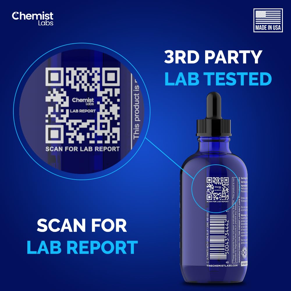 Chemist Labs methylene blue 4oz packaging keeps contents safe.