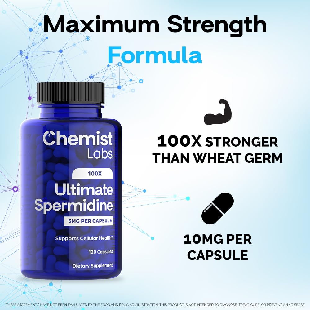 Chemist Labs spermidine 5 mg capsule close-up shows capsule shape