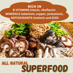 Cherie Sweet Heart 7 Mushroom Extract Powder label highlights vegan, gluten-free formula