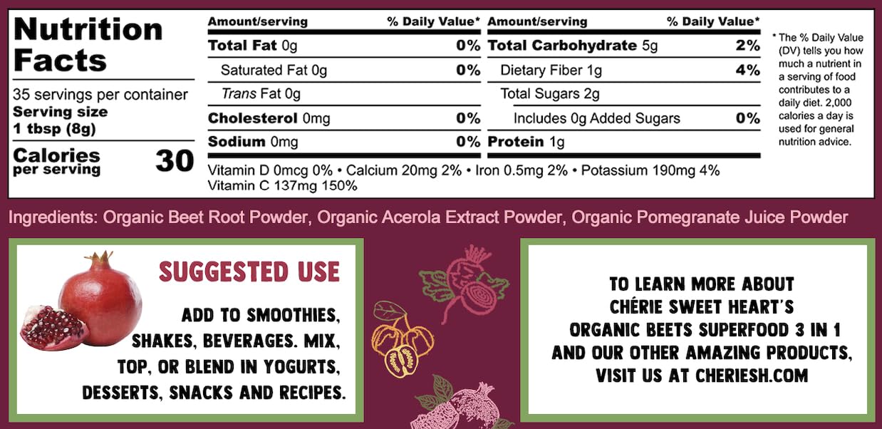 Adding Cherie Sweet Heart Beets Superfood Powder to a smoothie