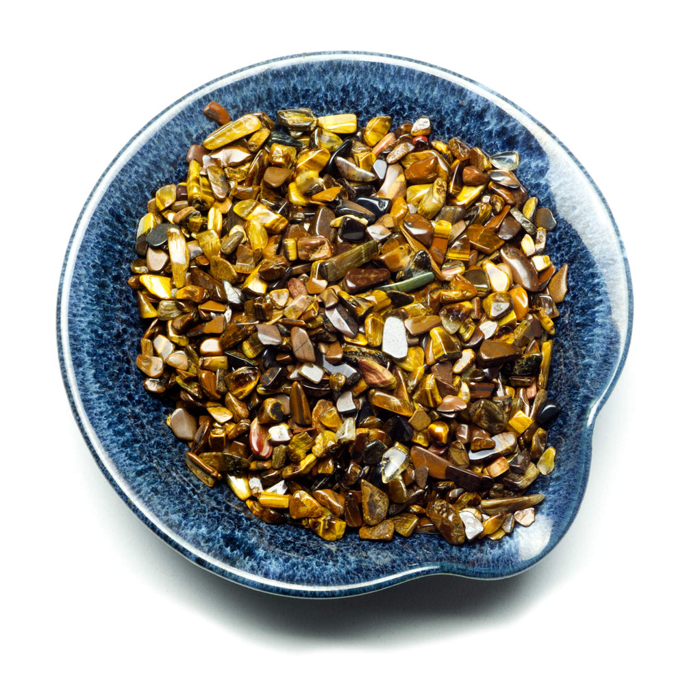 Cherry Tree Collection tiger's eye chips highlight chatoyancy and grounding ideas in crafts.