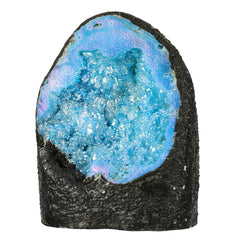 Cheungshing irregular titanium-coated angel aura quartz geode top view for decor