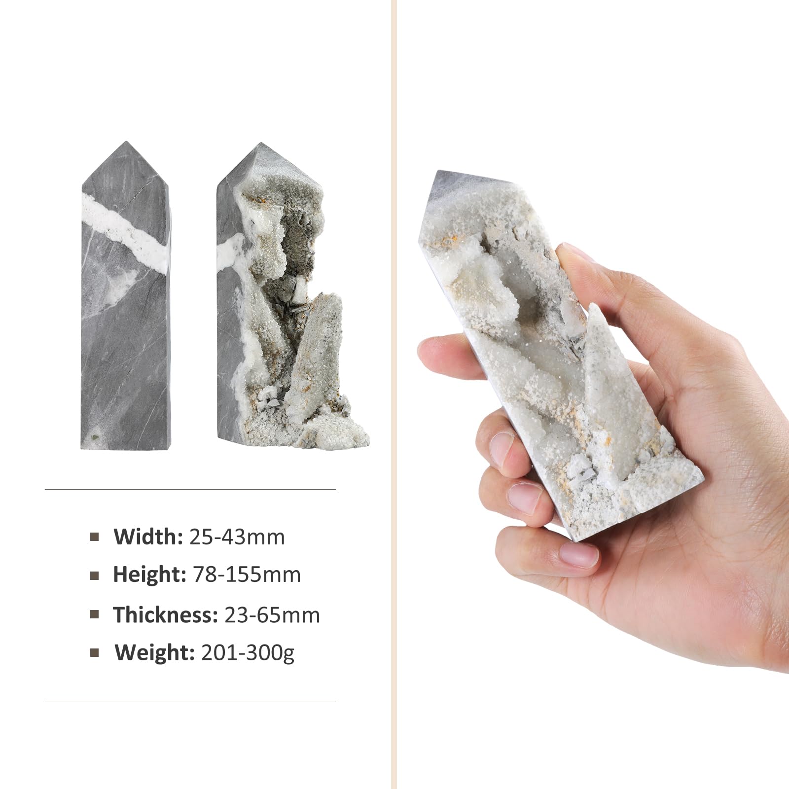 Cheungshing natural quartz point detail highlights unique textures for collection display.