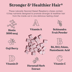 Chewsy Beautiful Hair Chews packaging: clean vegetarian-friendly formula label.