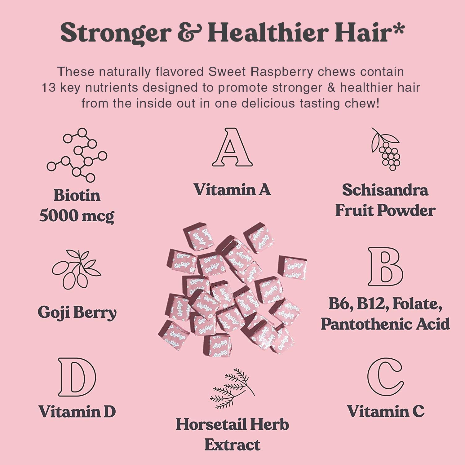 Chewsy Beautiful Hair individually wrapped chews for hygienic daily usage