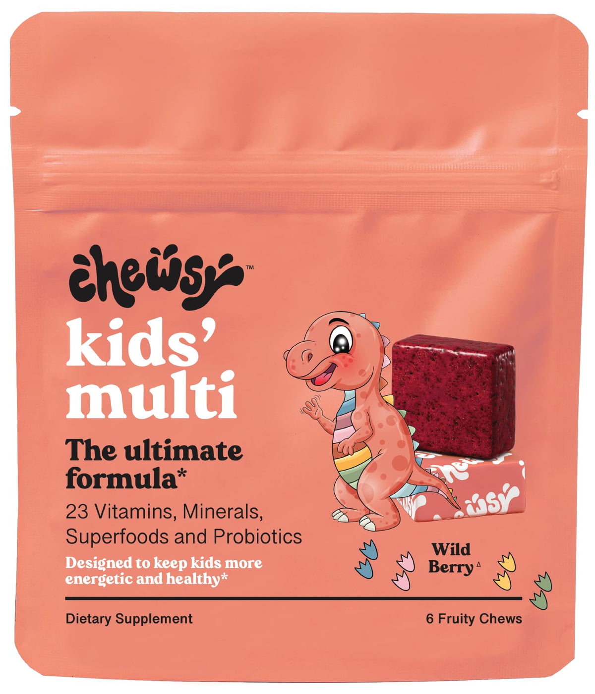CHEWSY Kids Multivitamin packaging shows a tasty daily wellness option