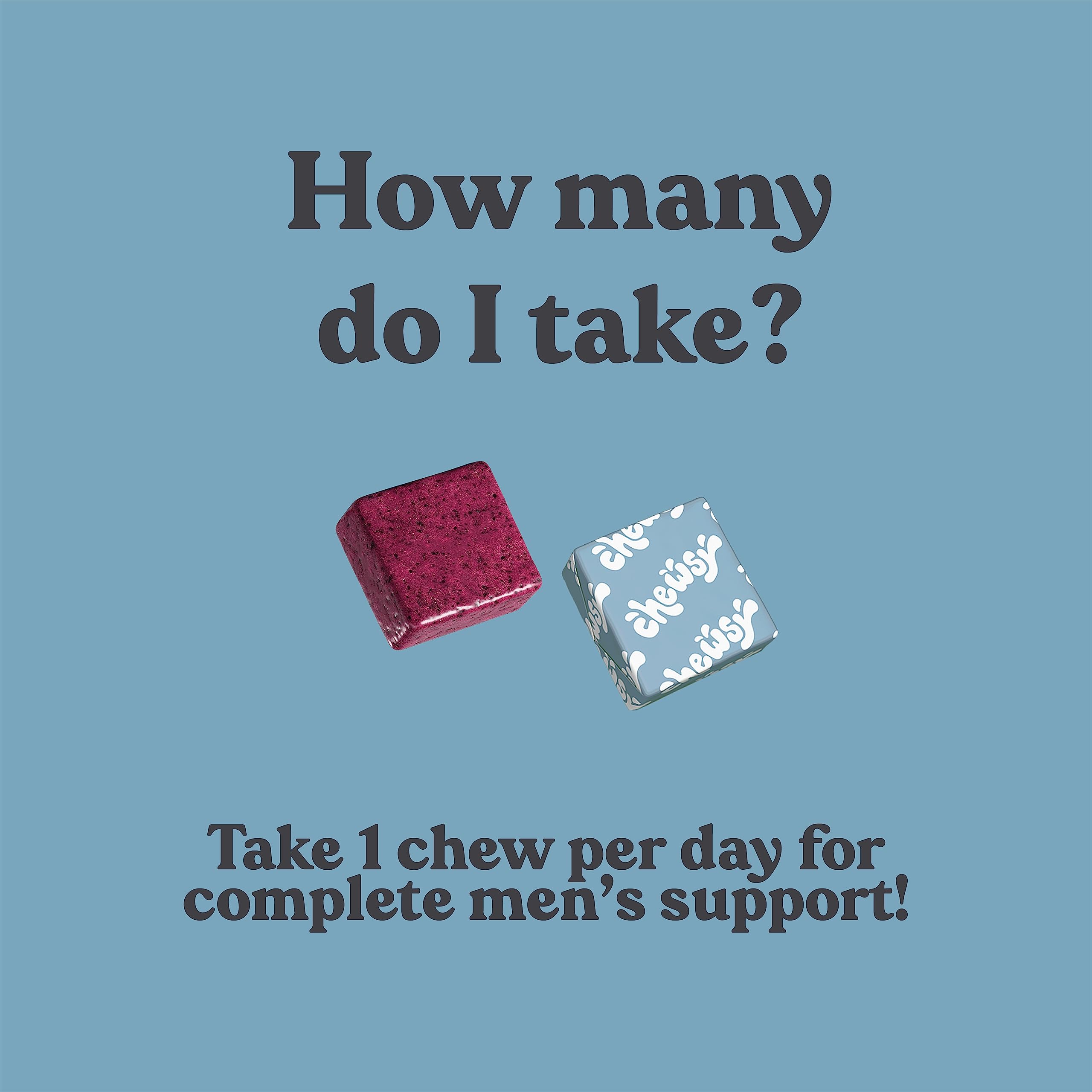 Chewsy Men’s Chews with saw palmetto and zinc for potential daily wellness.
