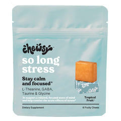 Chewsy So Long Stress bottle for on-the-go calm support during busy days.