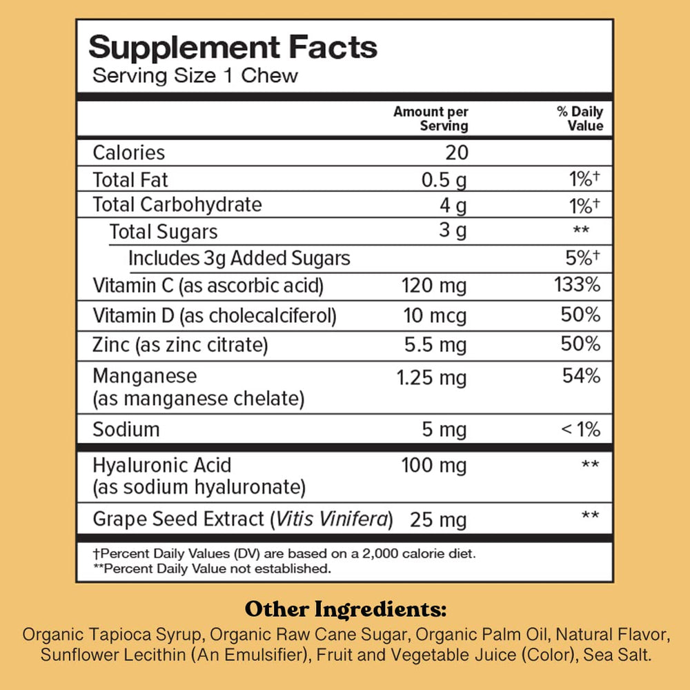 Chewsy Youthful Skin hyaluronic-acid chews supporting internal hydration