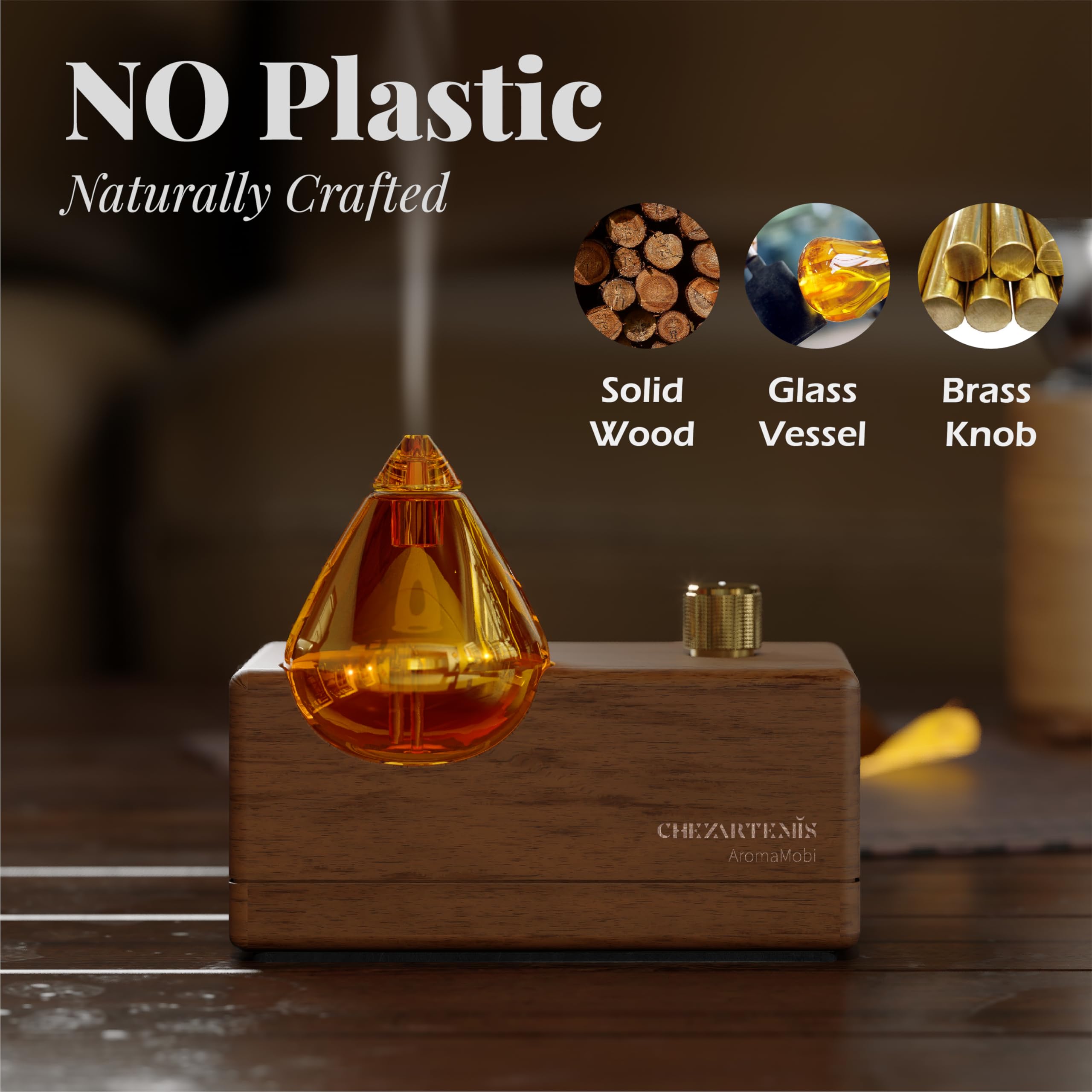 CHEZARTEMIS Amber diffuser quiet mist output fills a room