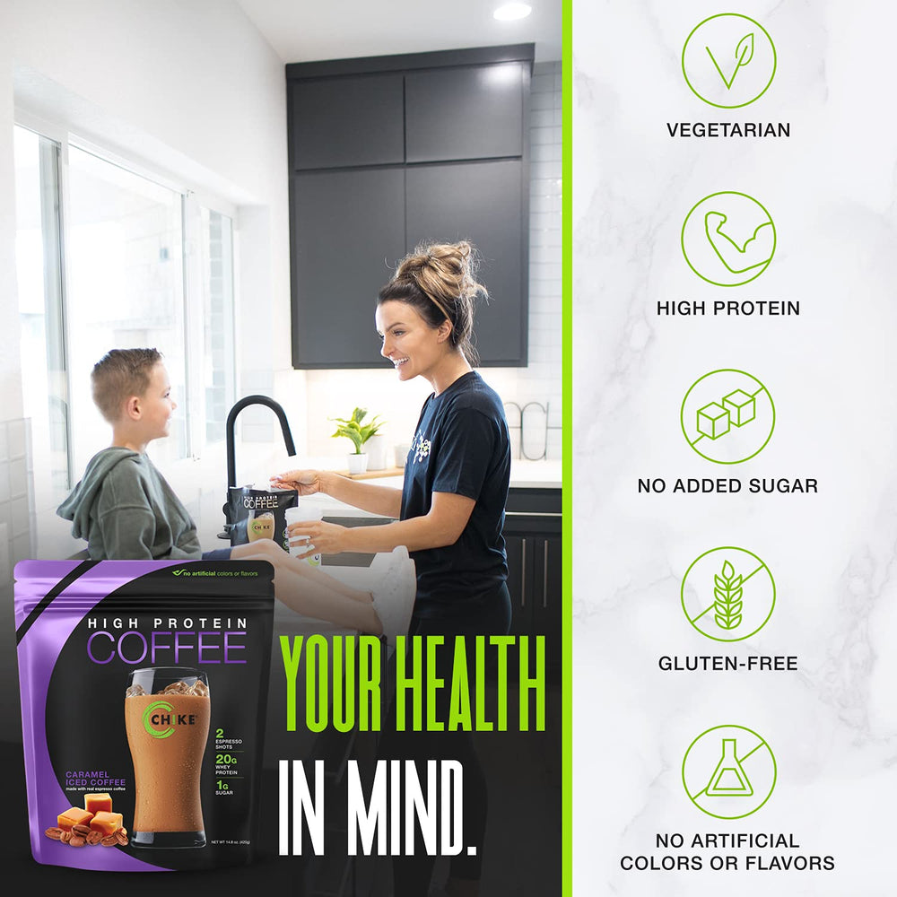CHIKE Caramel High Protein Coffee packaging box