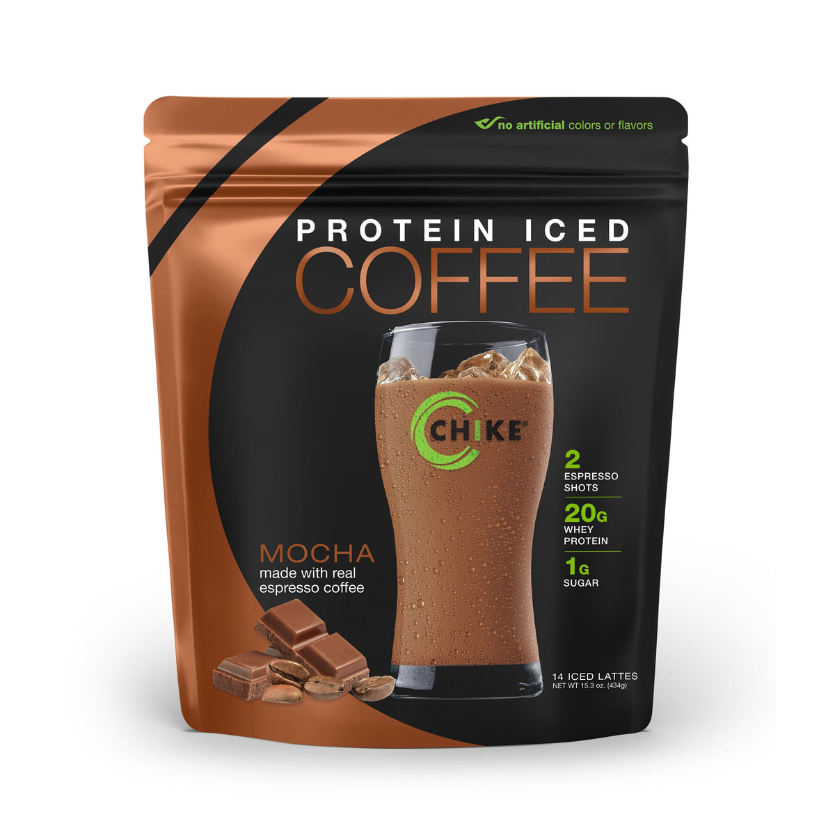 CHIKE Mocha High Protein Iced Coffee with espresso shot boosts morning energy.