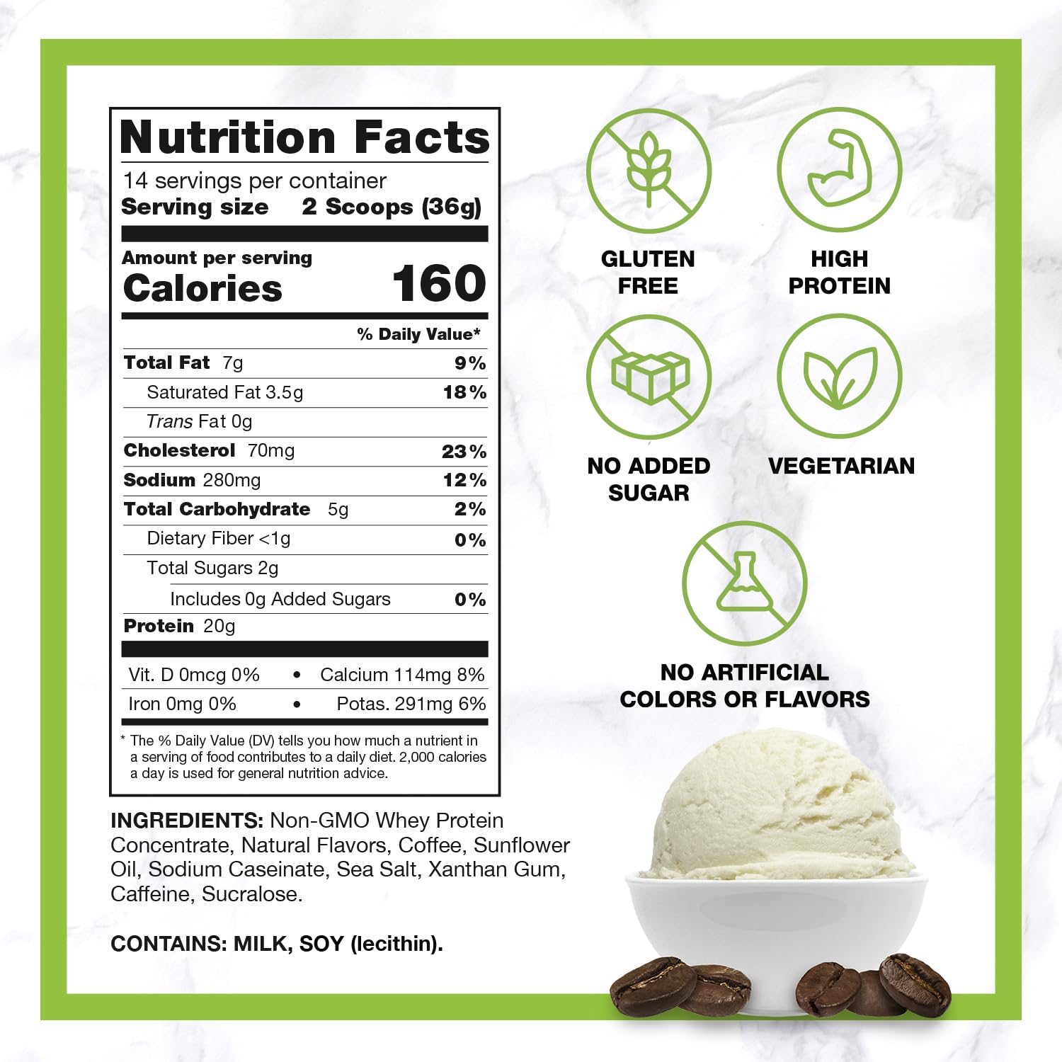 Chike nutrition panel close-up shows 20 g protein per serving for workouts.