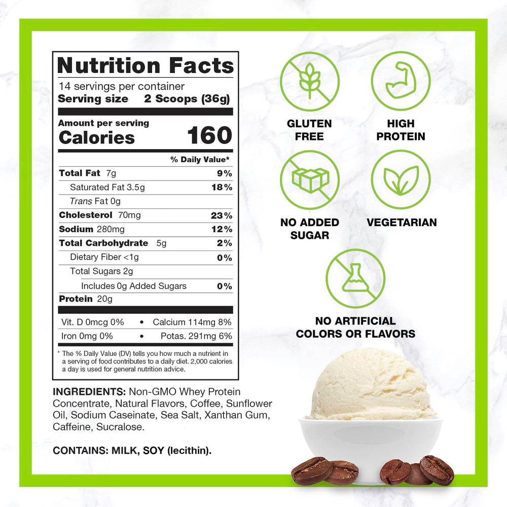 Chike nutrition panel close-up shows 20 g protein per serving for workouts.