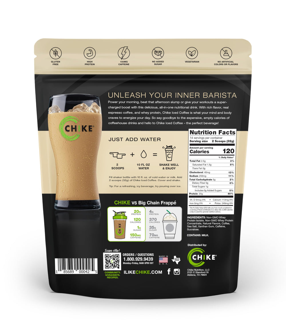Pouring CHIKE Vanilla Iced Coffee shows ready-to-drink versatility for busy mornings.