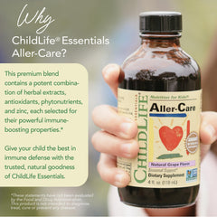 CHILDLIFE ESSENTIALS Aller-Care elderberry bottle highlights natural ingredients for children