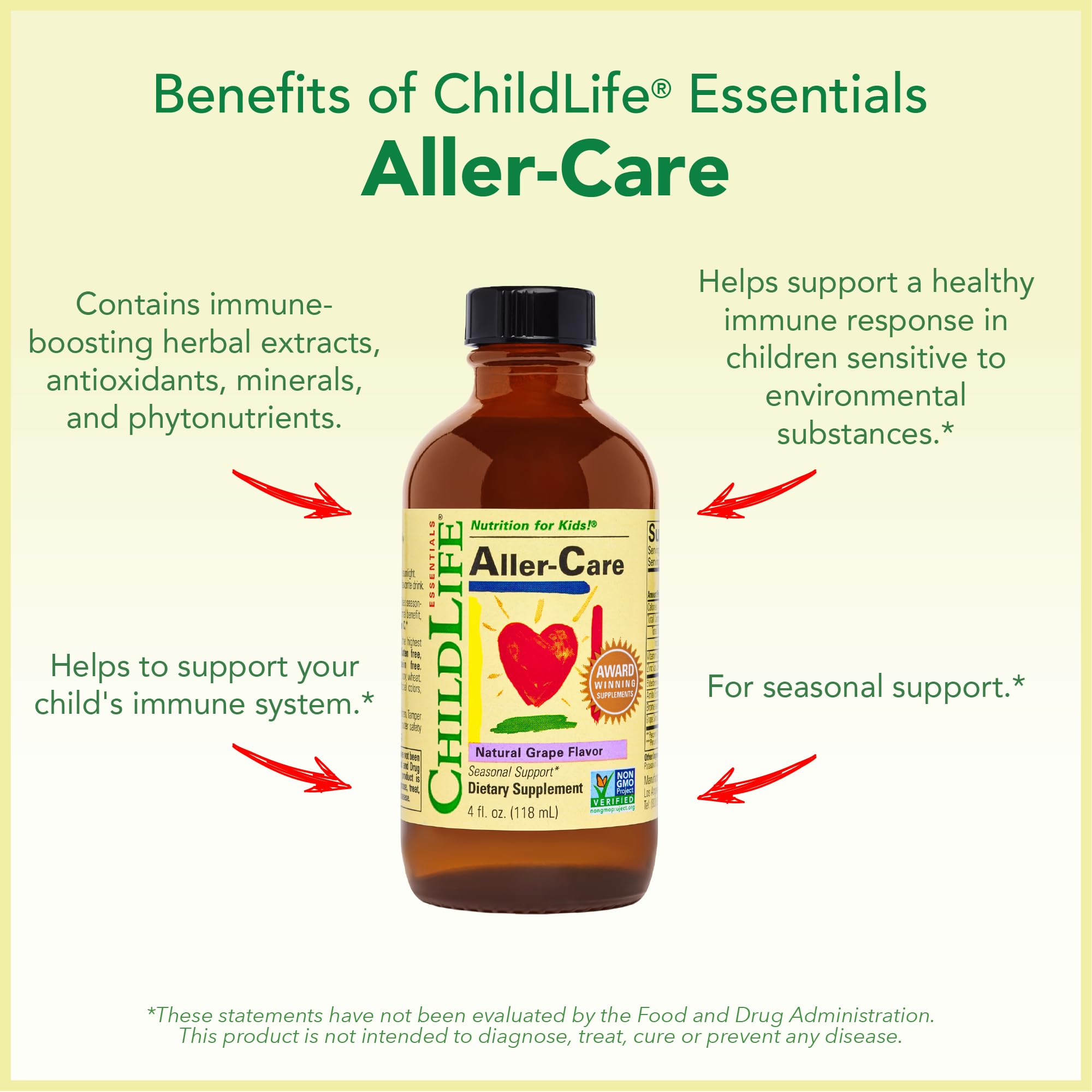 CHILDLIFE ESSENTIALS Aller-Care grape flavor emphasizes kid-friendly taste