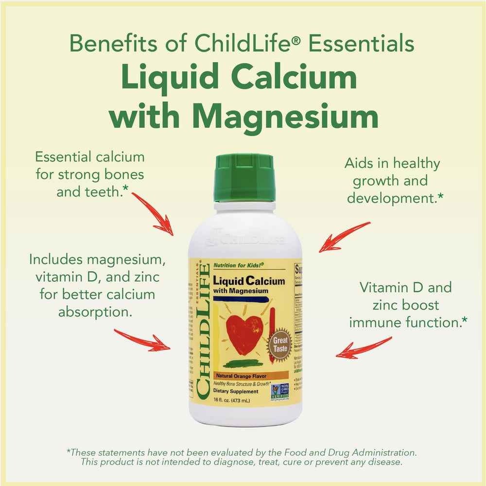 CHILDLIFE ESSENTIALS bottle with dosage markings supports accurate daily administration.
