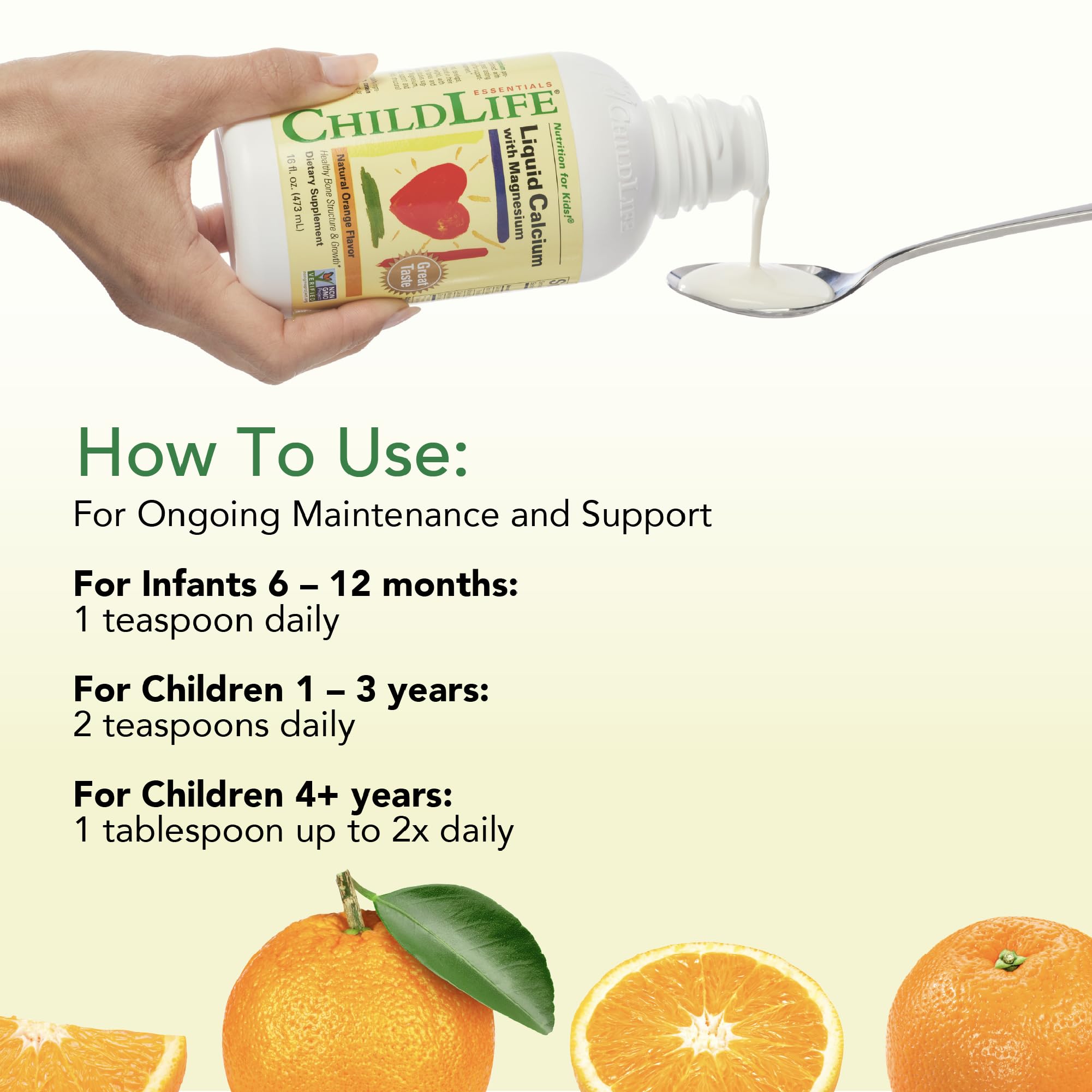 Child using CHILDLIFE ESSENTIALS supplement as part of daily routine.