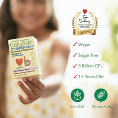 CHILDLIFE ESSENTIALS ChildBiotics dosage guidance on packaging for daily use